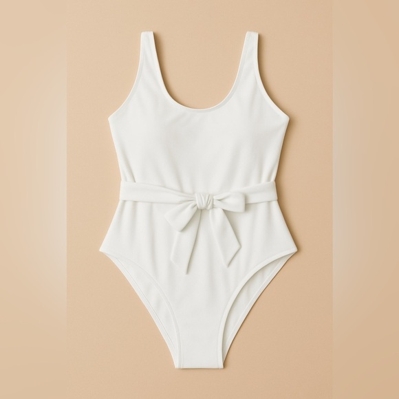 Boohoo Plus Tie Waist Swimsuit | White | Size 24 | NWT - Picture 1 of 4